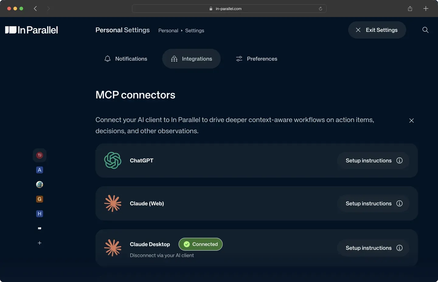 In Parallel — connect your AI tools