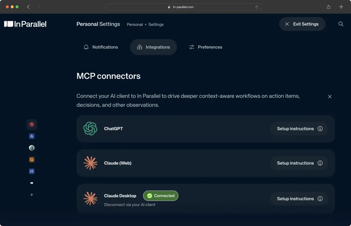 In Parallel — connect your AI tools