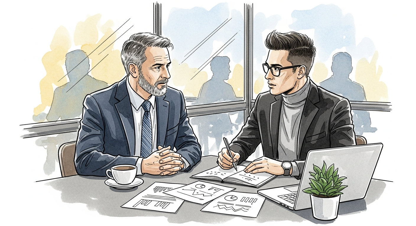 Executive presenting financial review data to board members