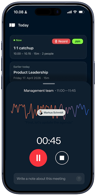 In Parallel iOS app showing ad-hoc meeting recording